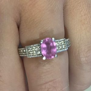 White gold pink sapphire ring